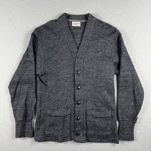 30s 40s Interlock‎ Sportswear Virgin Wool Cardigan Sweater Small Black